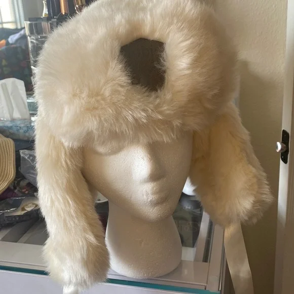 Accessories | Nobis Faux Fur Trapper Hat In Cream | Poshmark